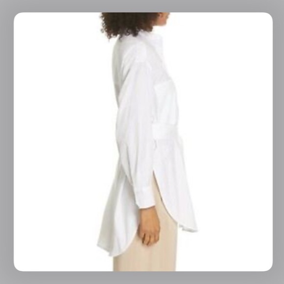 🆕 VINCE White Mandarin Collar Belted Tunic - Picture 6 of 6